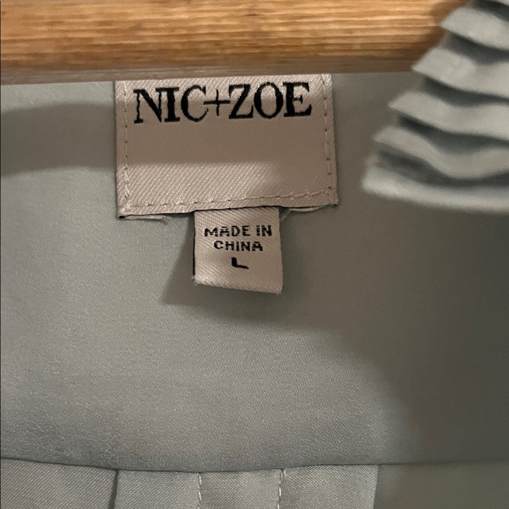 NIC+ZOE Ruffled Collar Sleeveless Blouse in Soft Blue Green - Picture 2 of 3